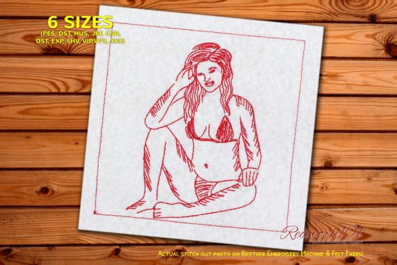Girl in Bikini on Beach Redwork Review